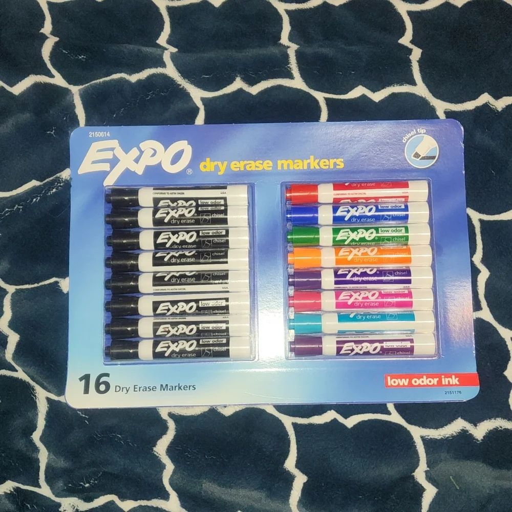 Expo Low Oder Dry Erase Markers, Chisel Tip Assorted color, 16 count